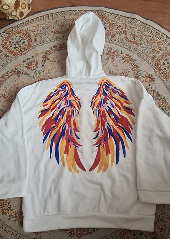 Kapüşonlu Beyaz Kadın Sweatshirt - Görsel 5