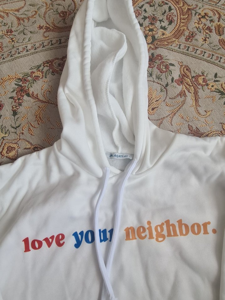 Kapüşonlu Beyaz Kadın Sweatshirt - Görsel 4