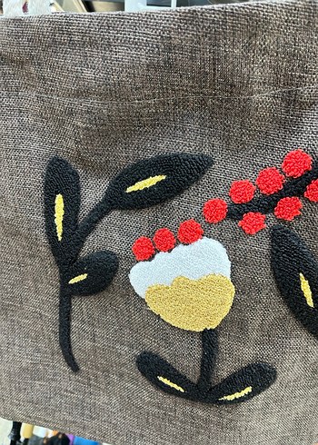 Gri İşlemeli Bohem Dekoratif Yastık Kılıfı - Görsel 6