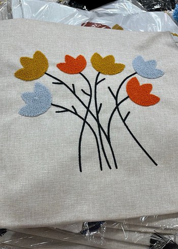 Gri İşlemeli Bohem Dekoratif Yastık Kılıfı - Görsel 3