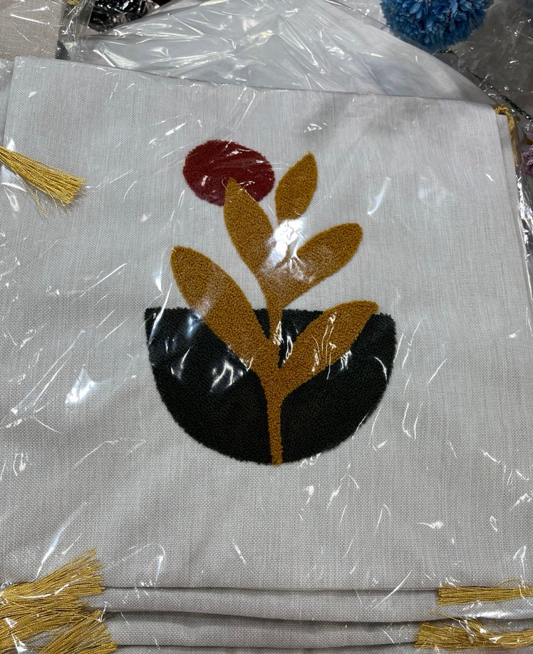 Gri İşlemeli Bohem Dekoratif Yastık Kılıfı - Görsel 4