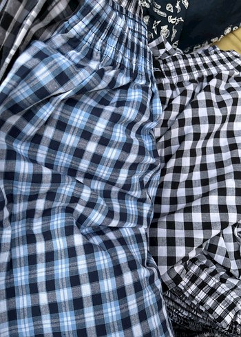 Erkek Mavi Kareli Düğmeli Pijama Altı - Görsel 2