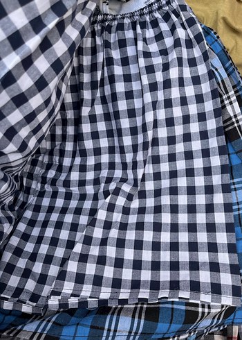 Erkek Mavi Kareli Düğmeli Pijama Altı - Görsel 4