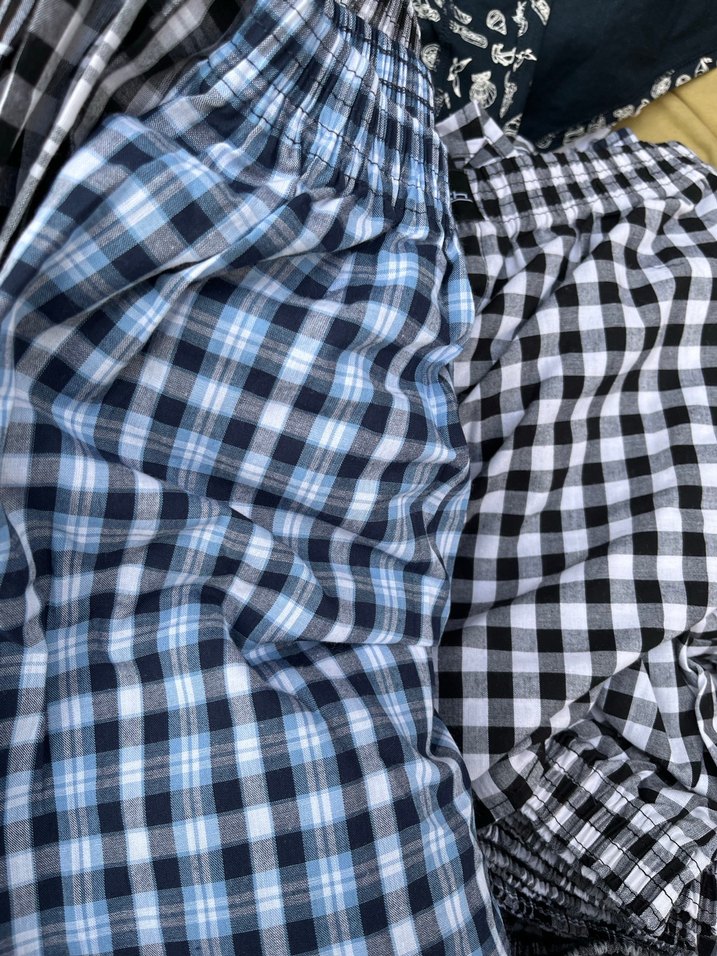 Erkek Mavi Kareli Düğmeli Pijama Altı - Görsel 2