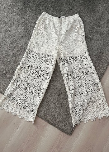 Zara Romantik Ekru Dantel Pantolon