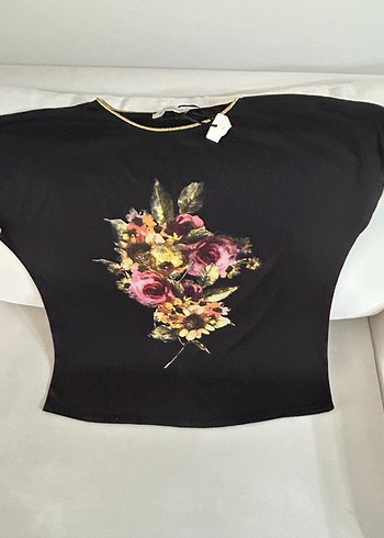 Mudo Collection Çiçek Desenli Siyah Bohem Kadın Bluz - Görsel 5