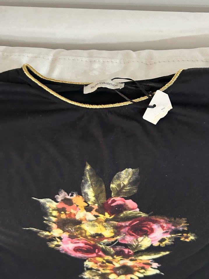 Mudo Collection Çiçek Desenli Siyah Bohem Kadın Bluz - Görsel 3