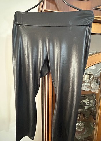 Siyah Parlak Deri Kadın Tayt/ pantolon - Görsel 2