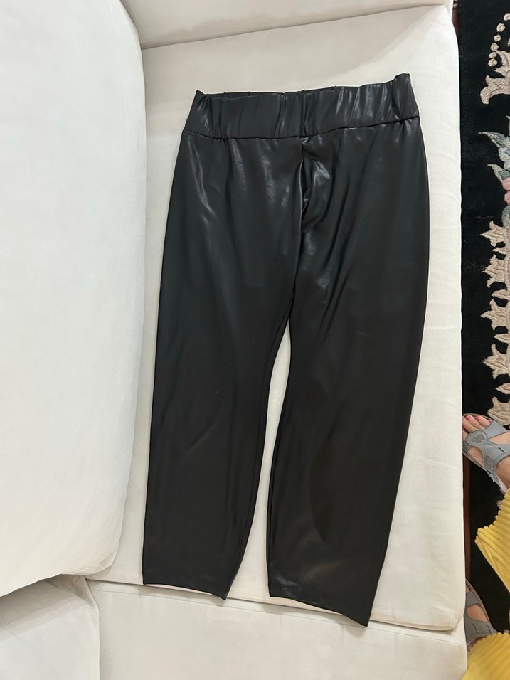 Siyah Parlak Deri Kadın Tayt/ pantolon - Görsel 4