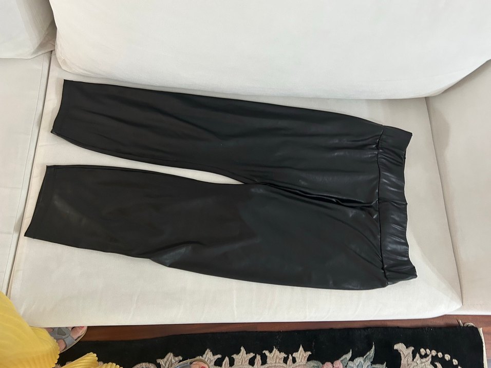 Siyah Parlak Deri Kadın Tayt/ pantolon - Görsel 3