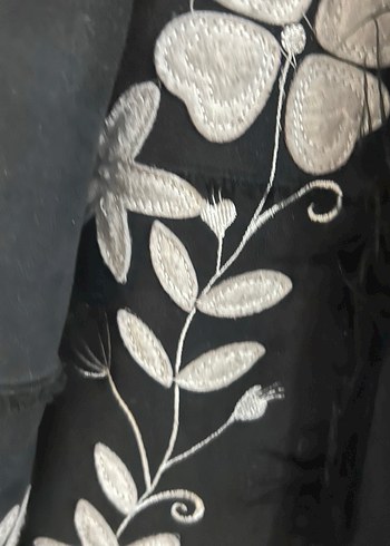 Siyah Nakışlı Fransız Rene Derhy marka Süet UzunKadın manto - Görsel 6