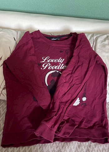 Bordo Pamuklu Uzun Kollu Hamile Tişörtü - Görsel 2