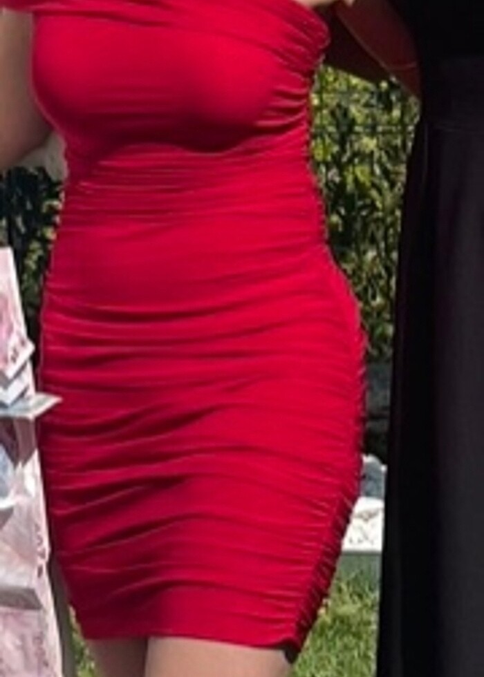 kırmızı milla elbise - Görsel 5