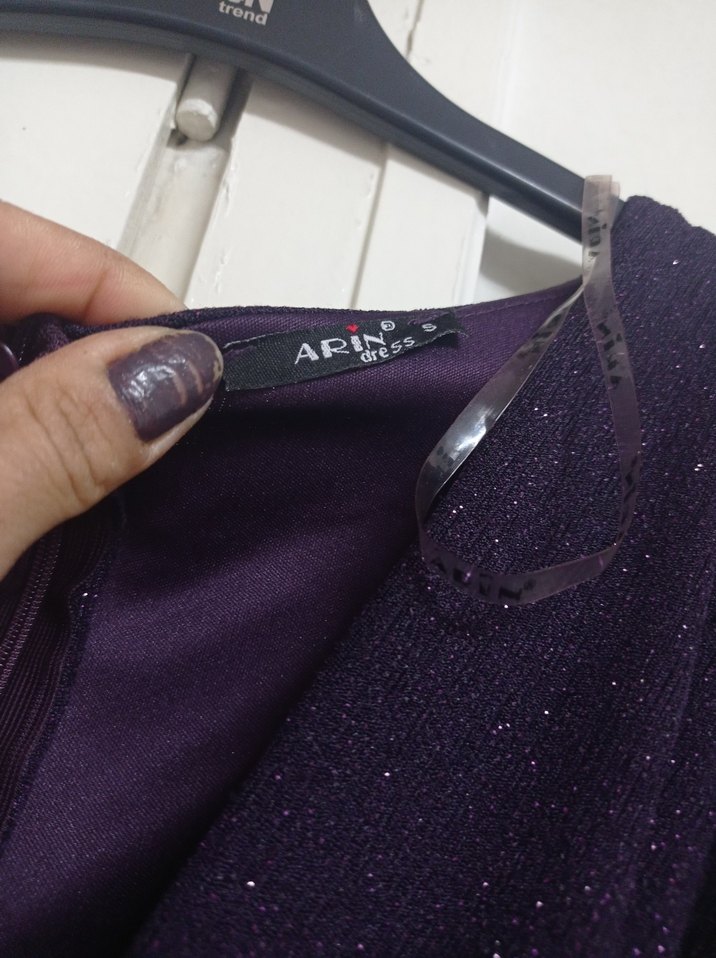 Koyu Mor Drapeli Uzun Abiye Elbise - Görsel 2