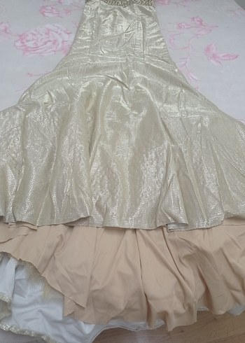 Beyaz Payetli Midi Gece Elbisesi - Görsel 16