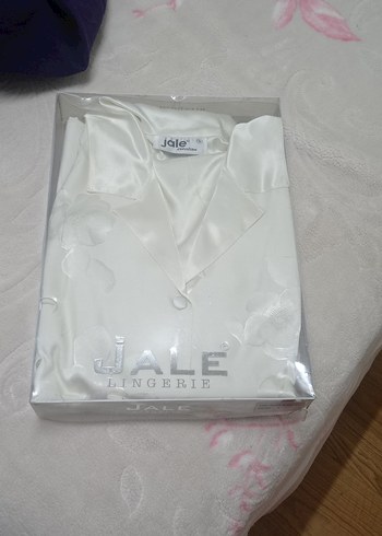 Diger Beyaz Uzun Kadın Pijama Takımı saten - Görsel 6