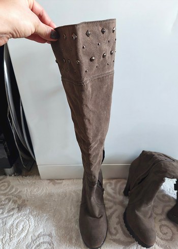 Kadın haki yeşil Süet Tokalı Dizüstü Bot - Görsel 2