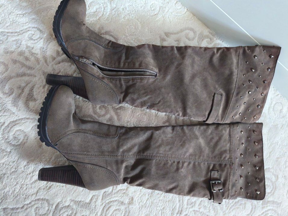 Kadın haki yeşil Süet Tokalı Dizüstü Bot - Görsel 4