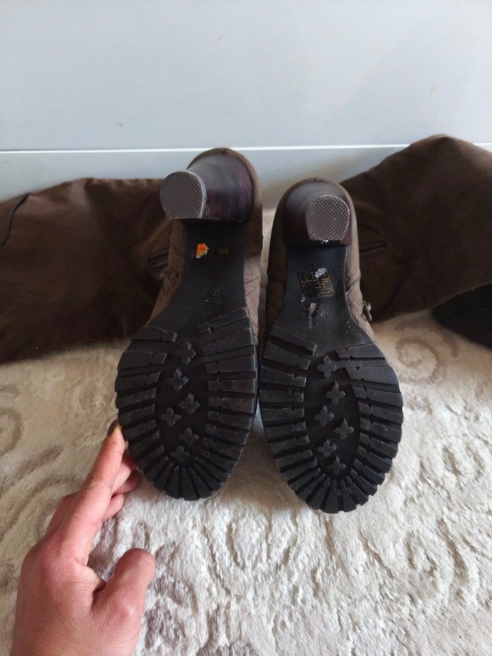 Kadın haki yeşil Süet Tokalı Dizüstü Bot - Görsel 3