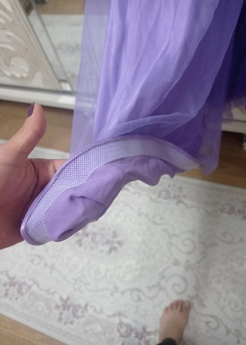 Nakışlı Bohem Uzun Mor Abiye Elbise - Görsel 6