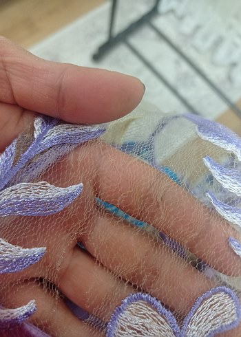 40 Beden Nakışlı Bohem Uzun Mor Abiye Elbise