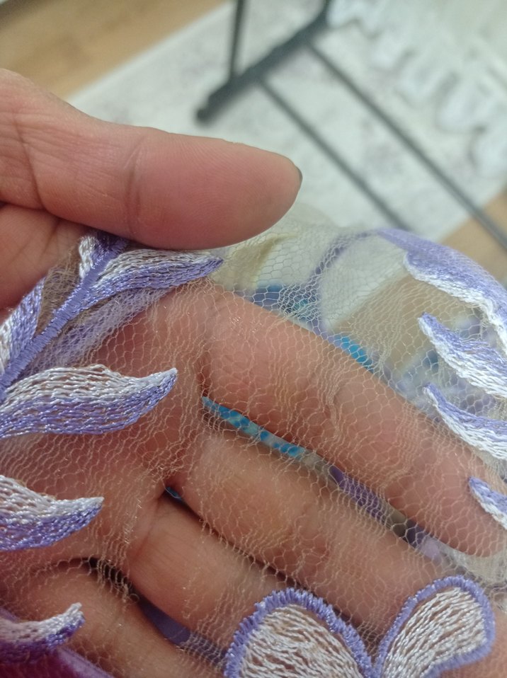 Nakışlı Bohem Uzun Mor Abiye Elbise - Görsel 3