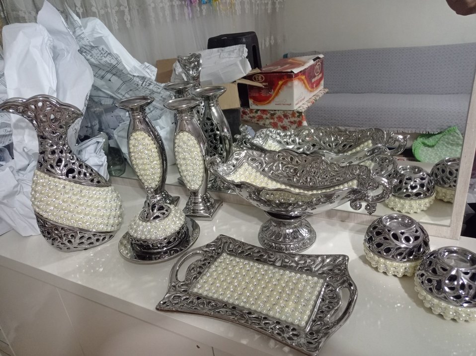 Diger Parlak Beyaz İnci Desenli Sofra Takımı - Görsel 4