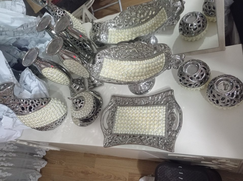 Diger Parlak Beyaz İnci Desenli Sofra Takımı - Görsel 2