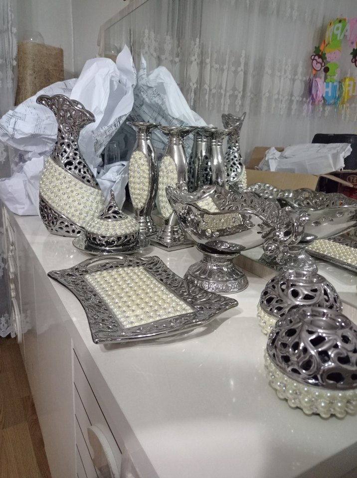 Diger Parlak Beyaz İnci Desenli Sofra Takımı - Görsel 3