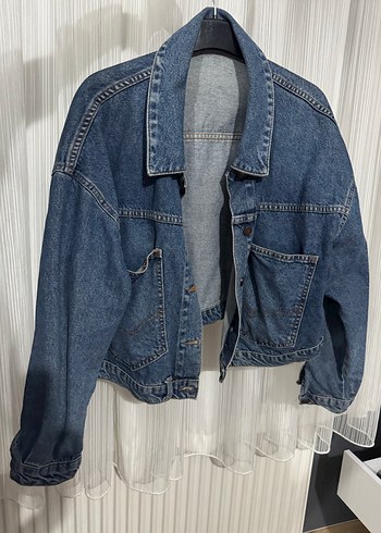 Düğmeli Mavi Gri Kadın Denim Ceket