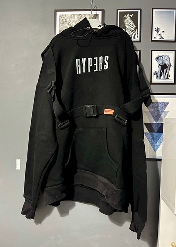 l Beden siyah Renk Kapüşonlu Siyah Sweatshirt