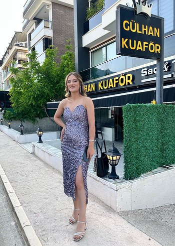 Diğer pul payet midi boy abiye elbise