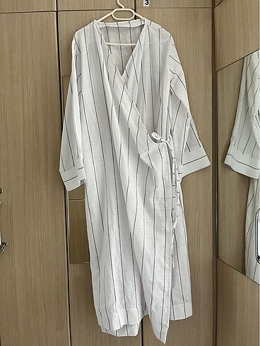 s Beden beyaz Renk Özel Dikim Beyaz Çizgili Kimono