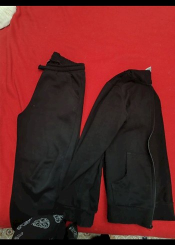 Erkek Siyah Baskılı Uzun Kollu tişört eşofman hırka - Görsel 2