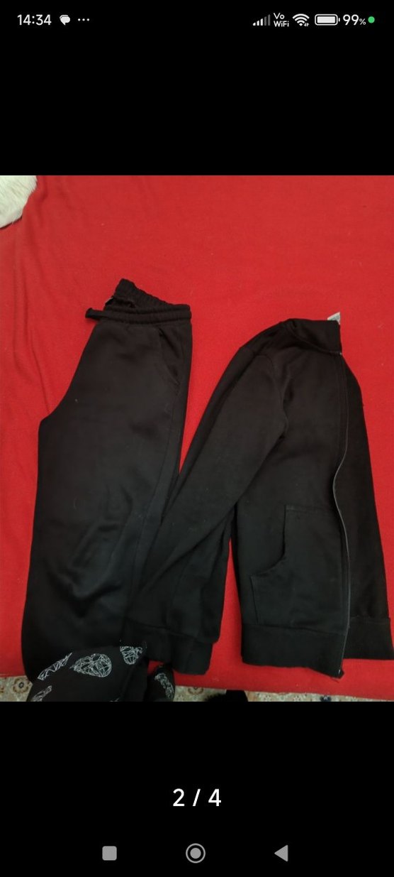 Erkek Siyah Baskılı Uzun Kollu tişört eşofman hırka - Görsel 2