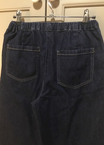m Beden Lacivert Beli Bağcıklı Rahat Kesim Kadın Kot Pantolon