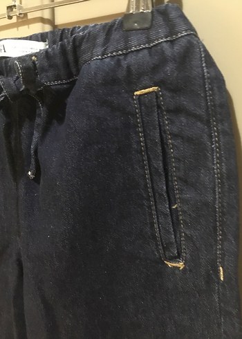 m Beden lacivert Renk Lacivert Beli Bağcıklı Rahat Kesim Kadın Kot Pantolon