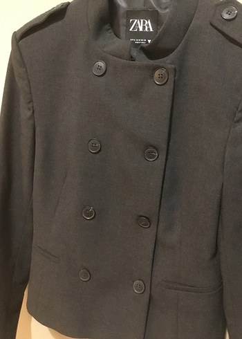 Zara Düğmeli Gri Kadın  Ceket - Görsel 4
