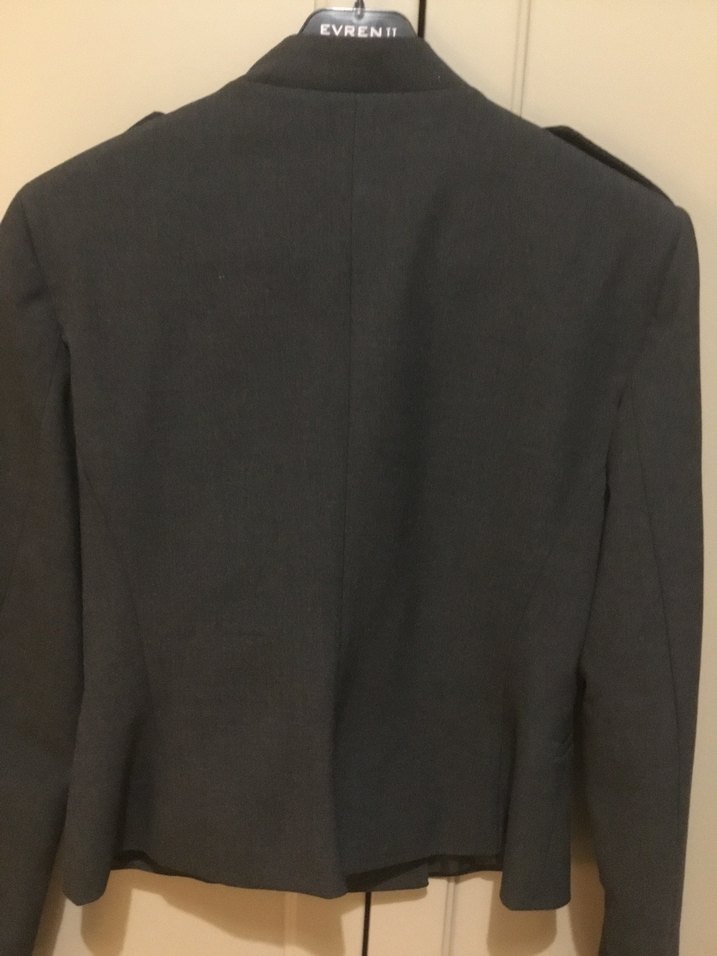 Zara Düğmeli Gri Kadın  Ceket - Görsel 5