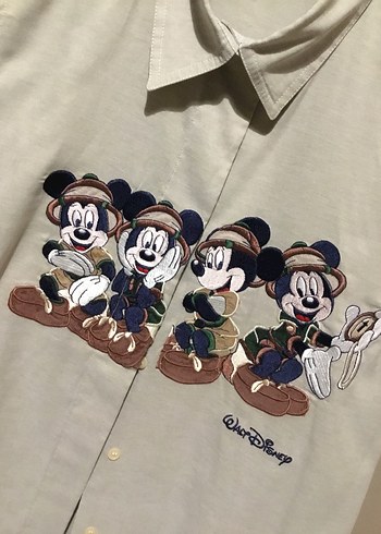 Bej Kısa Kollu Mickey Mouse Baskılı Gömlek - Görsel 6