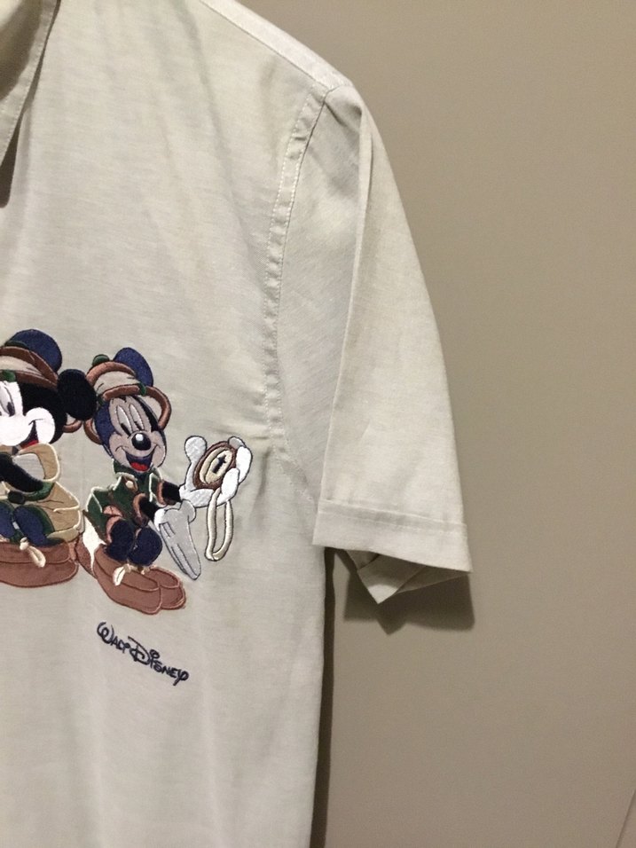 Bej Kısa Kollu Mickey Mouse Baskılı Gömlek - Görsel 2