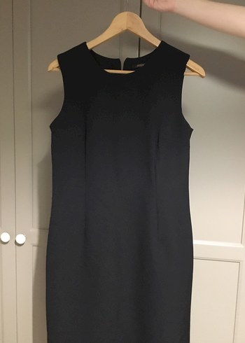 Siyah Kolsuz Midi Ofis Elbisesi - Görsel 3