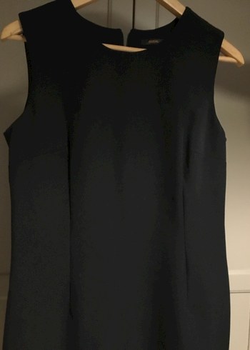 Siyah Kolsuz Midi Ofis Elbisesi - Görsel 4