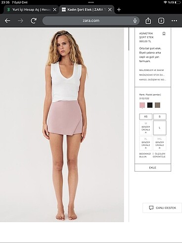 Zara ZARA MİNİ ŞORT ETEK