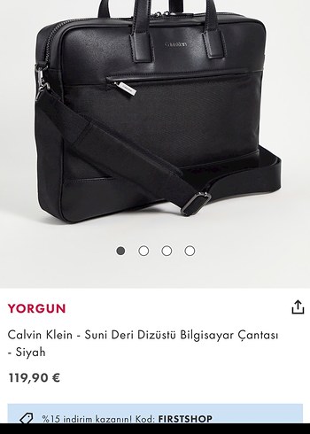 Diğer Calvin Klein Siyah Deri Dizustu Laptop Cantasi