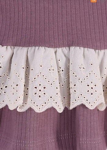 Mor Dantelli Uzun Kollu Bebek Kız Takımı - Görsel 4