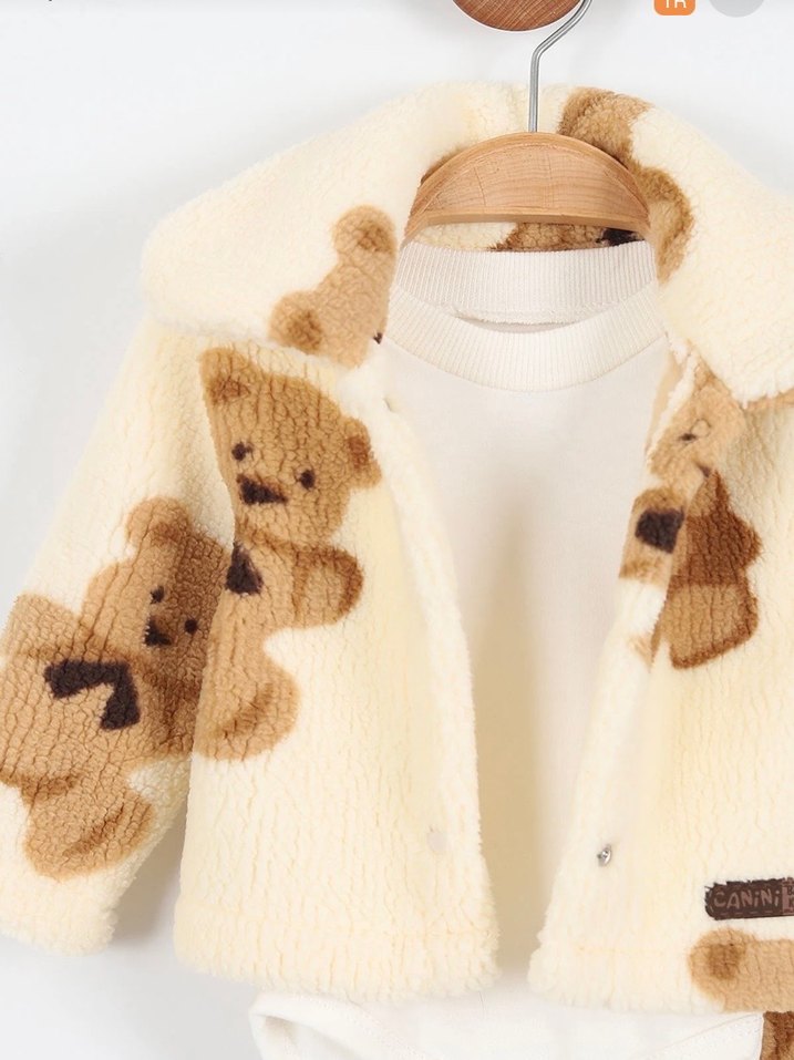 Kürklü Ayıcık Desenli Bebek  Takımı - Görsel 3