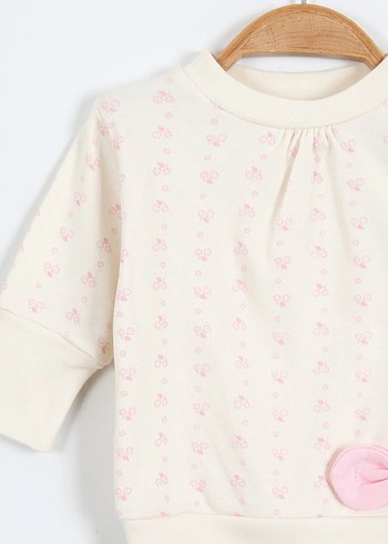 Pembe Fiyonk Detaylı Bebek Kız Takımı - Görsel 3