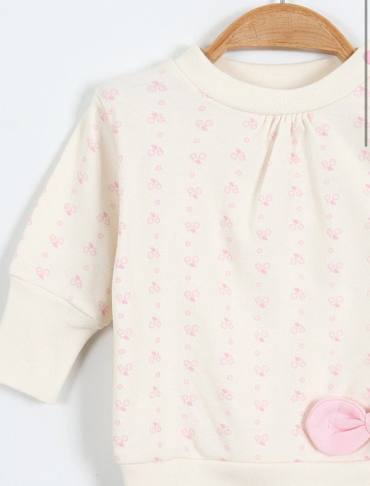 Pembe Fiyonk Detaylı Bebek Kız Takımı - Görsel 3