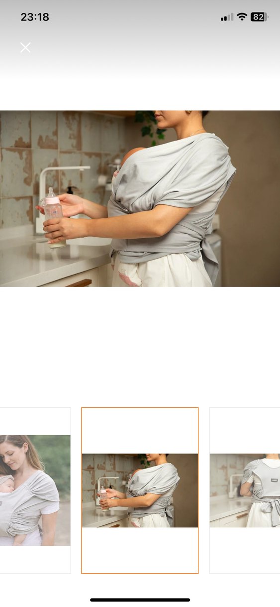 Gri Bebek Taşıma Slingi - Görsel 2